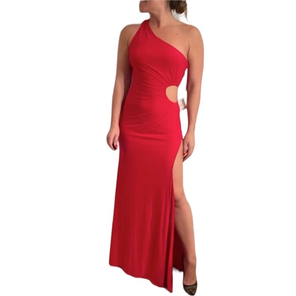 Jovani One Shoulder Gown Red - Picture 1 of 5
